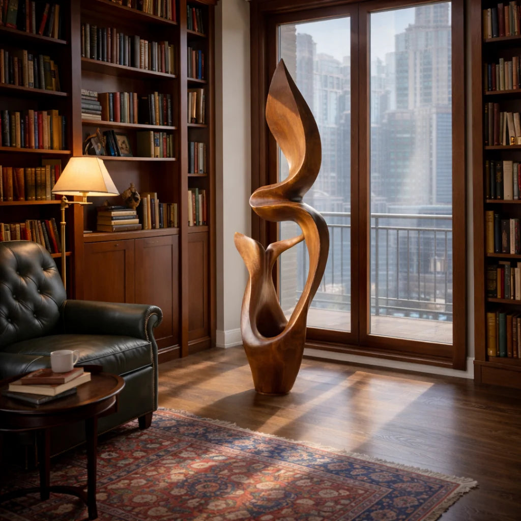 Organic Solid Wood Sculptural Décor – Modern Artistic Accent for Living Rooms