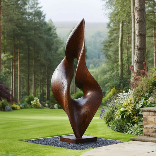 Organic Curved Solid Wood Sculpture – Modern Outdoor Art for Gardens and Landscape Displays