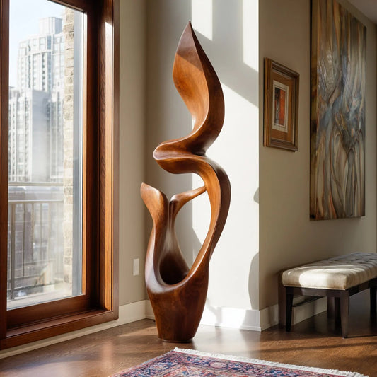 Organic Solid Wood Sculptural Décor – Modern Artistic Accent for Living Rooms