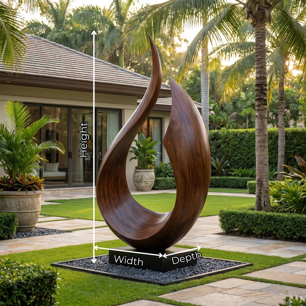 Handcrafted Solid Wood Outdoor Sculpture – Contemporary Rising Arc Design for Gardens and Landscapes