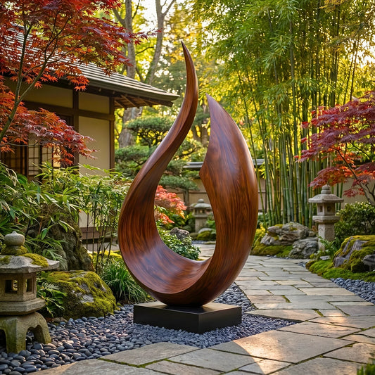 Handcrafted Solid Wood Outdoor Sculpture – Contemporary Rising Arc Design for Gardens and Landscapes