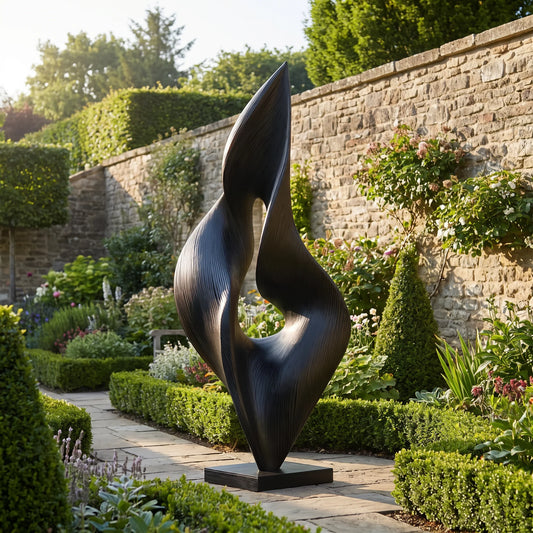 Organic Curved Solid Wood Sculpture – Modern Outdoor Art for Gardens and Landscape Displays