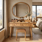 Solid Wood Makeup Vanity Table with Organizer Hutch and Spacious Storage Drawers