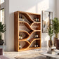 Sculptural Solid Wood Wine Display Cabinet with Flowing Bottle Shelves