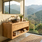 Floating Solid Wood Bathroom Vanity with Seamless Organic Frame – Modern Wall-Mounted Vanity Cabinet