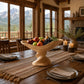 Solid Wood Boat-Shaped Fruit Bowl with Sculptural Raised Pedestal Base