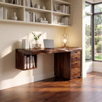 Solid Wood Desk with Drawers and Open Shelf