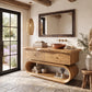 Solid Wood Bathroom Vanity with Sculptural Loop Frame Base and Drawer Storage