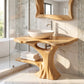 Solid Wood Bathroom Vanity with Organic Trunk Pedestal and Side Shelf Storage