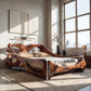 Sculptural Solid Wood Bed Frame with Organic Curved Headboard