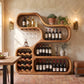 Solid Wood Wine Storage Cabinet with Sculptural Curved Display Shelves for Home Bar