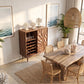Solid Wood Wine Cabinet with Carved Relief Door and Integrated Bottle Shelves