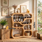 Solid Wood Wine Cabinet with Organic Display Niches and Stemware Rack