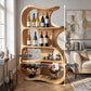 Solid Wood Wine Cabinet with Organic Open Shelves for Dining Room