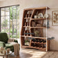 Solid Wood Wine Cabinet with Sculptural Open Shelves and Integrated Bottle Rack