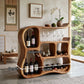 Solid Wood Wine Cabinet with Sculptural Curved Compartments for Home Bar Storage