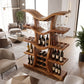 Solid Wood Freestanding Wine Rack with Sculptural Branching Shelves