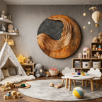 Contemporary Abstract Solid Wood Wall Sculpture – Modern Living Room Decor