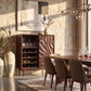 Solid Wood Wine Cabinet with Carved Relief Door and Integrated Bottle Shelves