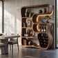 Solid Wood Wine Cabinet with Organic Open Shelves for Living Room Display