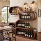 Solid Wood Wine Storage Cabinet with Sculptural Curved Display Shelves for Home Bar