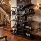 Solid Wood Freestanding Wine Rack with Sculptural Branching Shelves