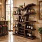 Solid Wood Freestanding Wine Rack with Sculptural Branching Shelves