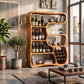 Solid Wood Wine Cabinet with Organic Open Shelves for Living Room Display