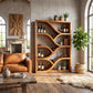 Sculptural Solid Wood Wine Display Cabinet with Flowing Bottle Shelves