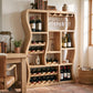 Sculptural Solid Wood Wine Cabinet with Curved Open Storage Compartments