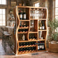 Sculptural Solid Wood Wine Cabinet with Curved Open Storage Compartments