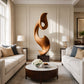 Tall Abstract Solid Wood Floor Sculpture with Plinth Base – Contemporary Statement Décor for Modern Interiors