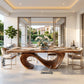 Solid Wood Dining Table with Sculptural Infinity Base