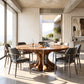 Organic Solid Wood Dining Table with Sculptural Flowing Pedestal Base