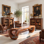 Sculptural Solid Wood Bench with Loop Legs and Flowing Live Edge Seat