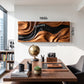 Abstract Wooden Wall Sculpture with Flowing Natural Wood and Black Layers