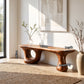 Sculptural Loop – Solid Wood Bench with Pedestal Base and Flowing Live Edge Seat