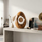 Solid Wood Oval Table Clock with Hollow Sculptural Frame – Modern Decorative Desk Clock