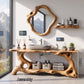 Solid Wood Bathroom Vanity with Sculptural Organic Root Base and Open Shelf Storage