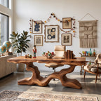 Live Edge Solid Wood Executive Desk with Branch Base