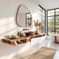 Solid Wood Floating Bathroom Vanity Shelf with Thick Live Edge Slab – Modern Wall-Mounted Wood Shelf