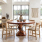 Round Solid Wood Dining Table with Sculptural Twisted Pedestal Base