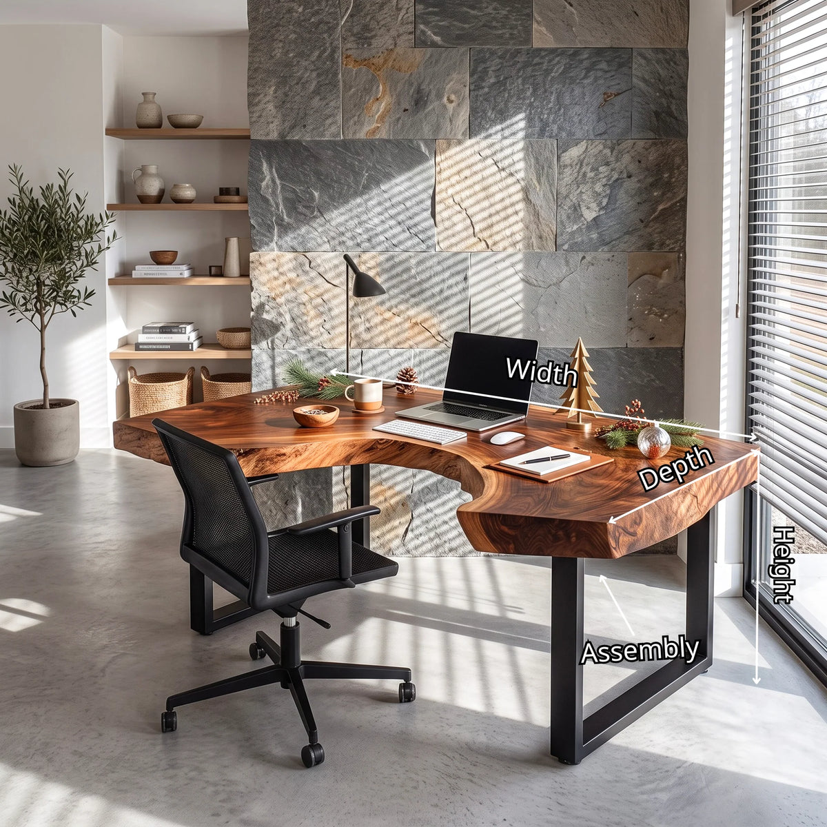 Sculpted Live Edge Solid Wood Desk