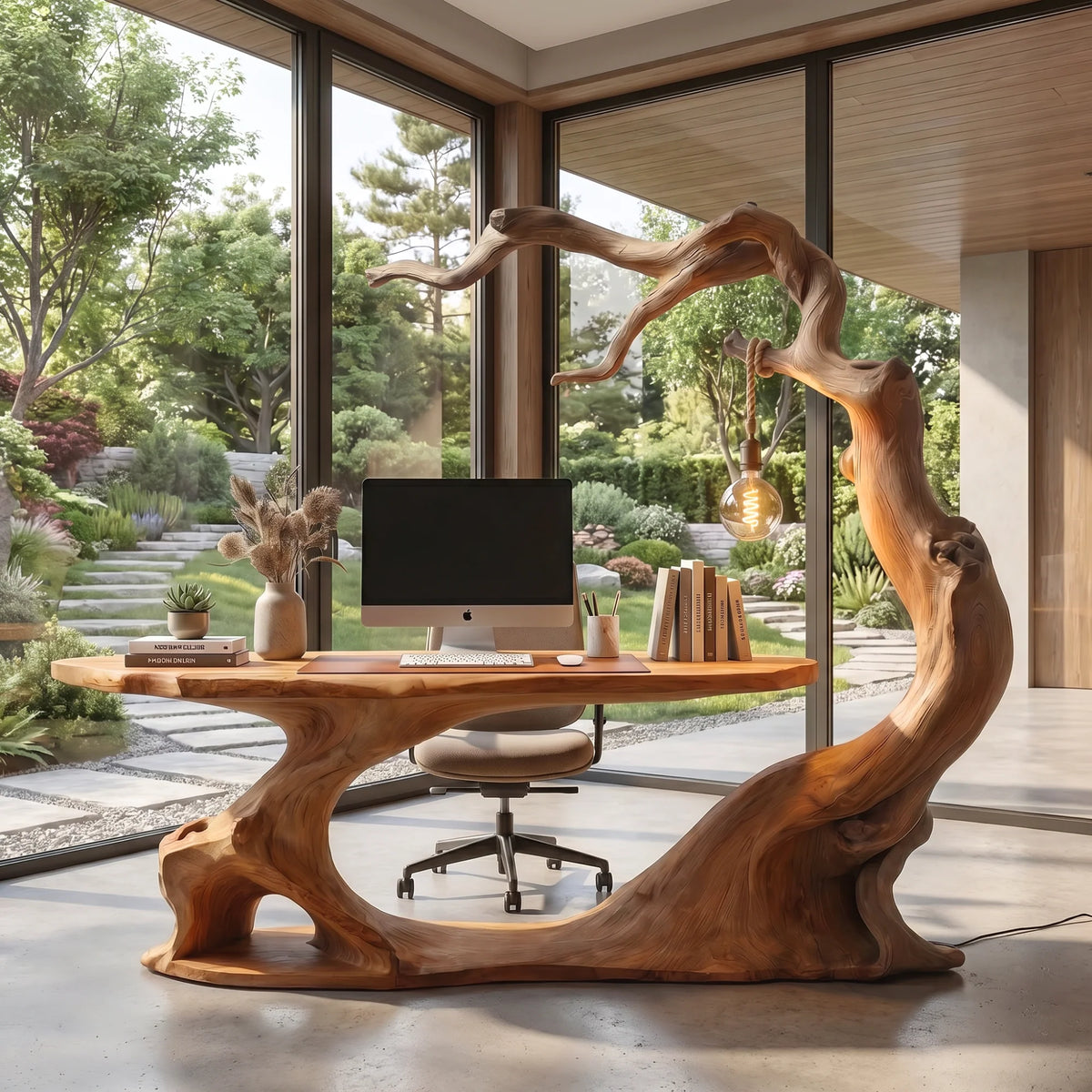 Organic Curved Solid Wood Office Desk