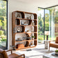 Organic Grid – Rounded Solid Wood Bookcase with Open Display Compartments