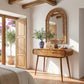 Modern Rounded Solid Wood Vanity Table with Storage Drawers