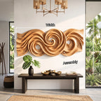 Spiral Tide Solid Wood Wall Sculpture with Organic Flowing Design