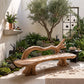 Flowing Branch – Handcrafted Solid Wood Outdoor Bench with Sculptural Backrest