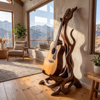 Organic Sculptural Wooden Acoustic Guitar Stand