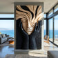 Handcrafted Solid Wood Face Wall Sculpture with Flowing Grain Hair & Black Relief Hands